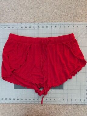 Intimately By Free People Red Lettuce-Edge Shorts